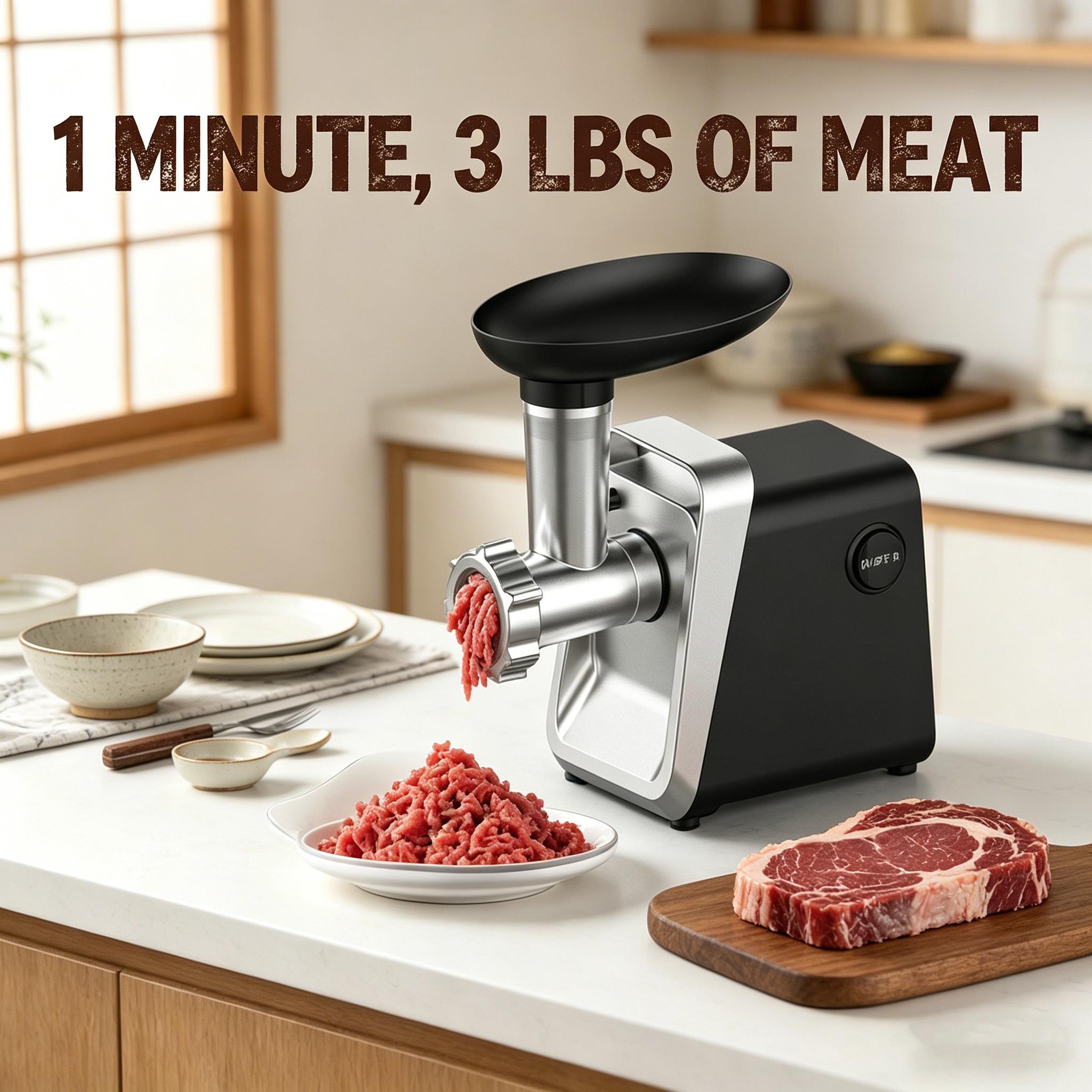 1pc 2800W Electric Meat Grinder & Sausage Stuffer, Cast Aluminum Head ABS Body, 120V US Plug, Multifunctional Mincer for Home Kitchen Meat Processing & Homemade Sausage Making