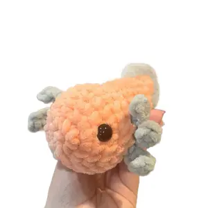 Cotton Candy Axolotl | GandTCreations | Crocheted Stuffed Animal
