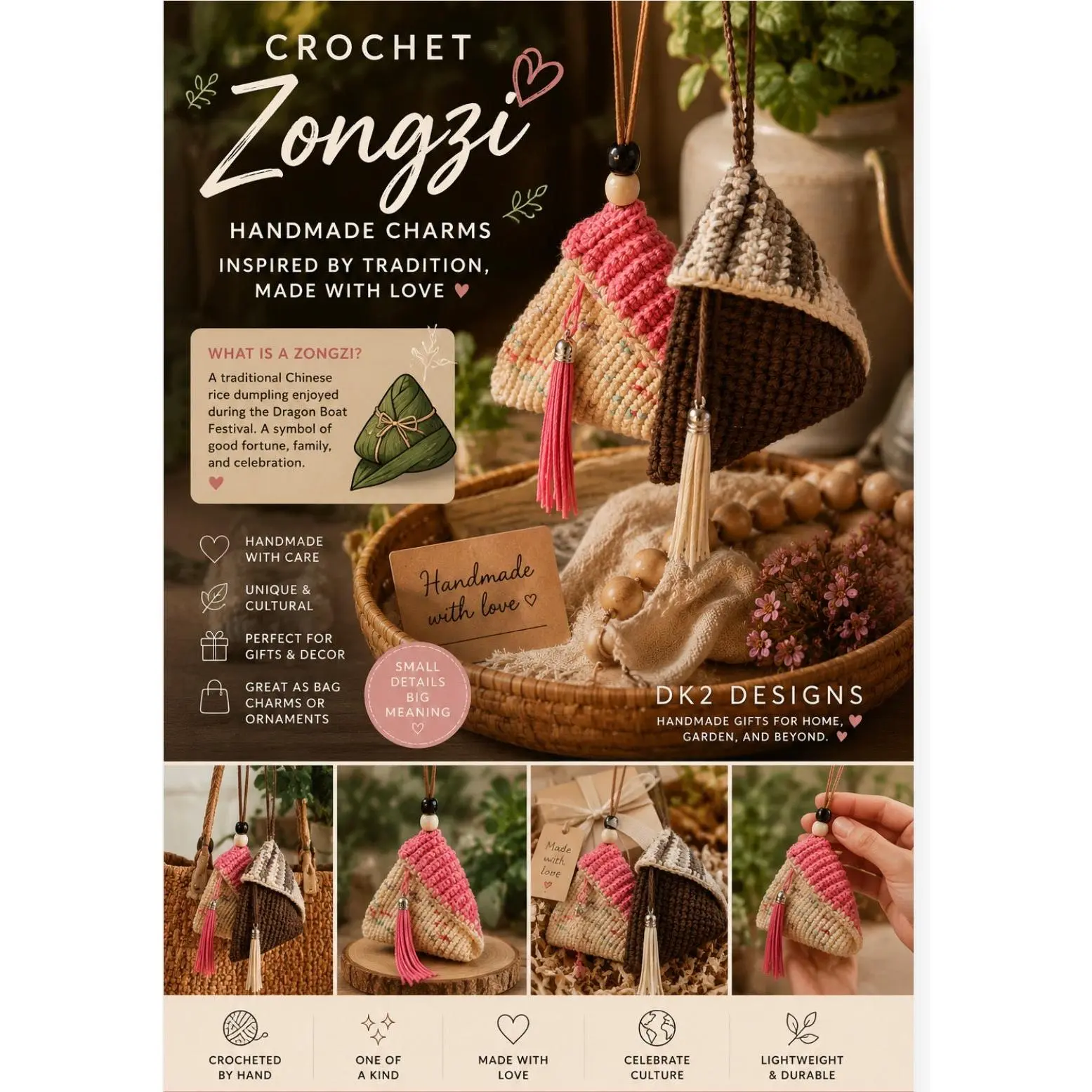 Handmade Crochet Zongzi Pouch/Bag | Available in Multiple Colors