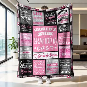 Grandma Blessing Quotes Flannel Blanket, Soft Skin-Friendly Warmth, Ideal for Sofa Bedroom Nap, Multi-Scene Use, Cozy and Comfortable