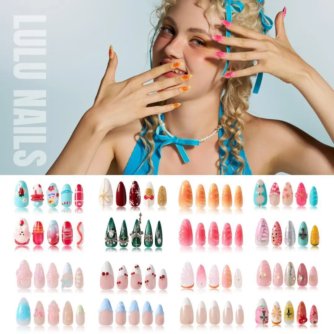 Lulunails Oval/Almond Short Nails — K-Series Handmade Press-On Nails, Acrylic Nail Arts