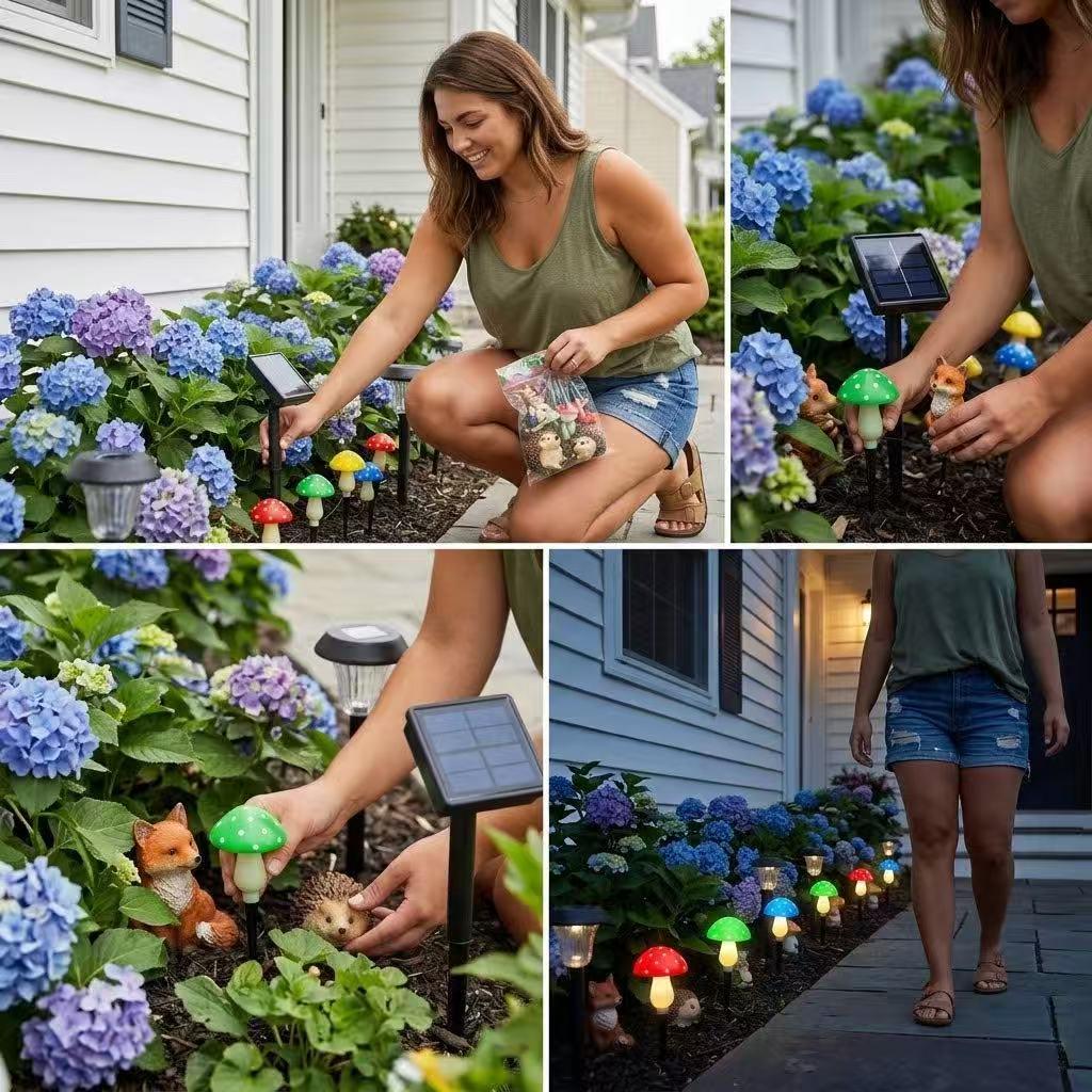 Solar Powered Mushroom Shaped Garden Light 1 Set Outdoor Decorative Lamp Solar Garden Ambient LED Light for Yard Patio Path Solar Landscape Lights Outdoor Pathway Lighting copper decoration