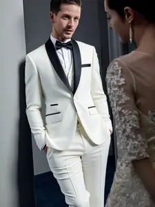 Men's Business Suit Set, Three-Piece Formal Wear, Perfect for Weddings & Groomsmen Attire, Includes Jacket Vest Pants