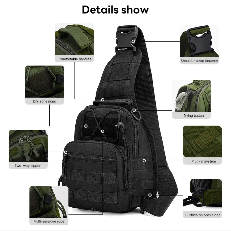 JUMAHE Tactical Camo Crossbody Bag, Unisex Multi-Functional Shoulder Pouch for Hiking, Camping & Travel, Velcro, Camouflage