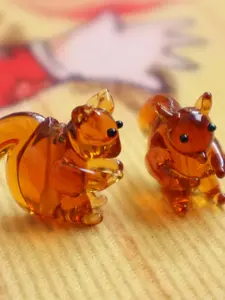 2 pcs Cute Squirrel Handmade Lampwork Glass Beads Gorgeous Baeds With Hole For Jewelry Making DIY Bracelet Necklace Earring Decor Accessories