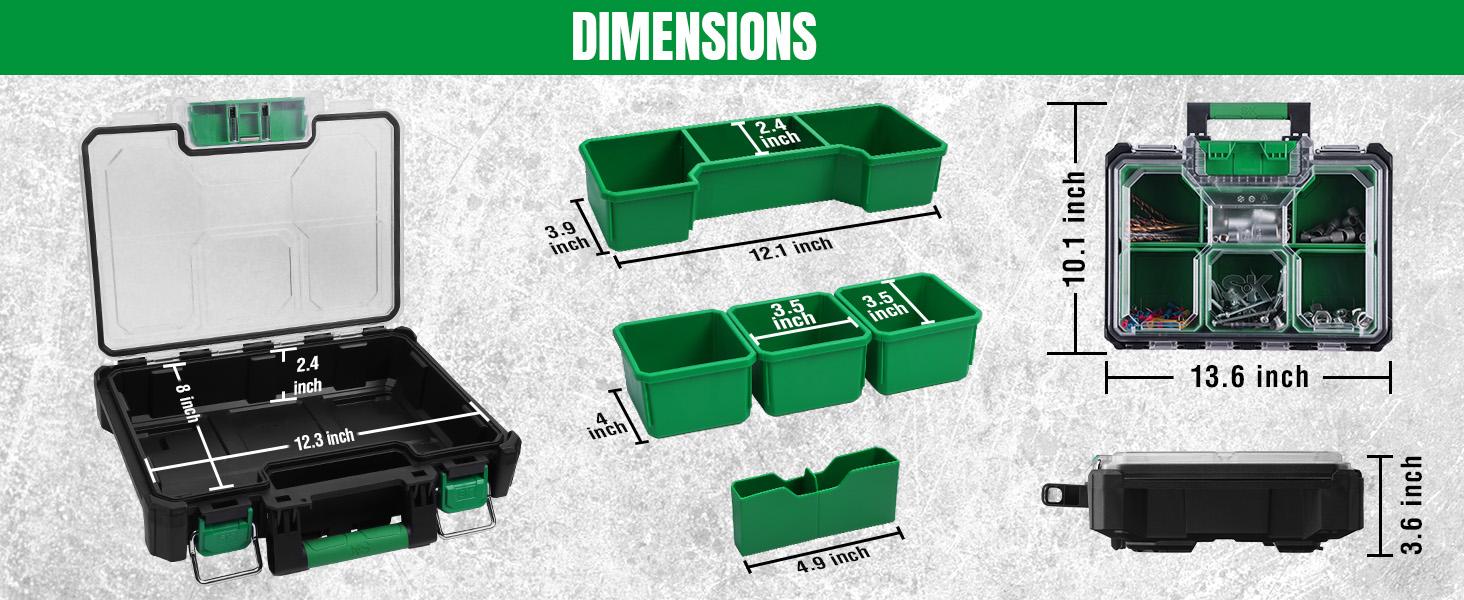 #summersale SK Small Part Organizer, Stackable Tools Box Organizer with Compartments and Removable Dividers, Transparent Lid, Waterproof & Impact-Resistant Design, for Small Tools and Accessories