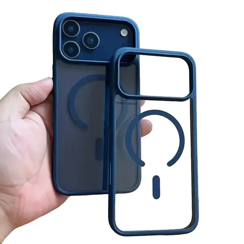 Magnetic Protective Transparent Acrylic Casing for iPhone 18-11 Pro Max Plus - Secure Holder, TPU Card Slot, Transparent Base, Cellphone Cover, Devices Accessories
