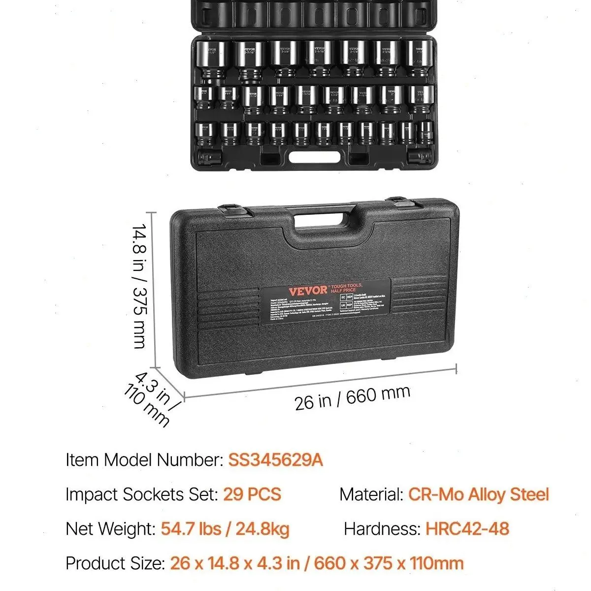 Set 3/4 Inches 29 Piece- SAE -Standard