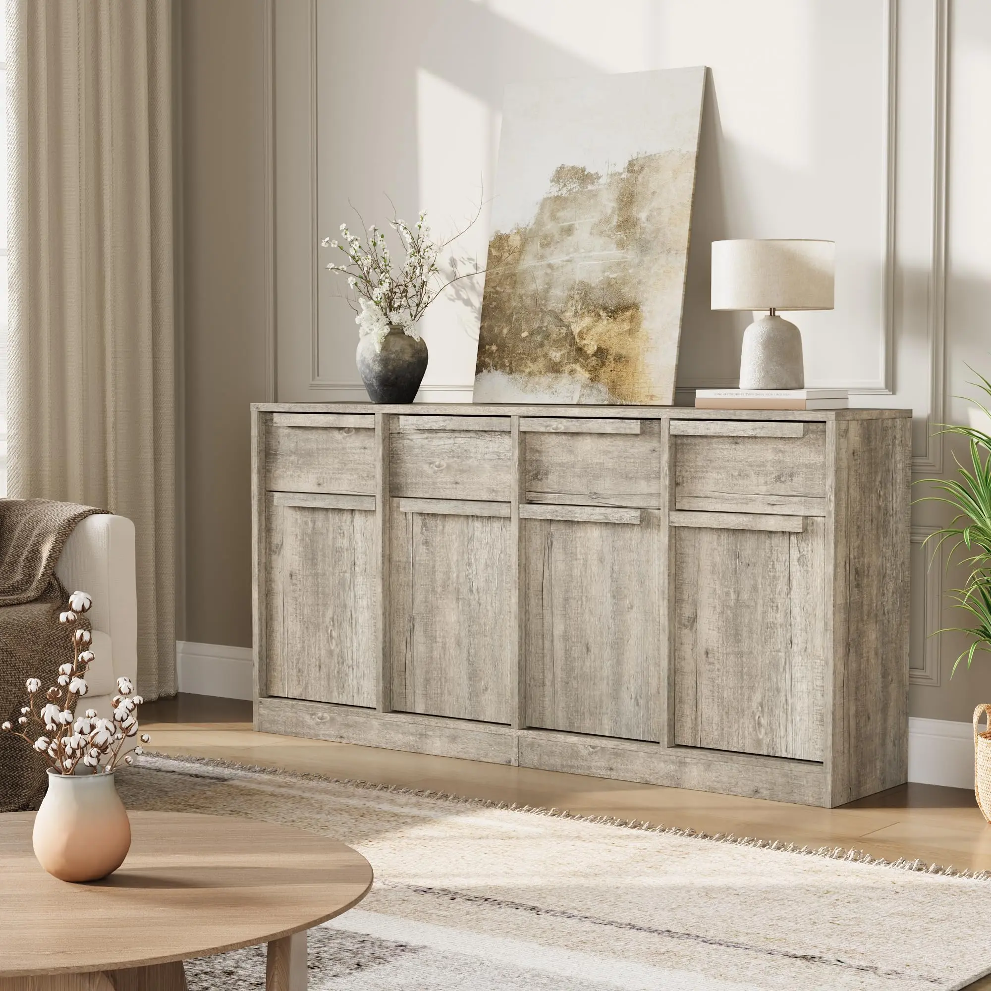 YJ-Garvee Modern Sideboard Buffet Cabinets with Multiple Drawers and Doors, Large Coffee Table and Storage Solutions for Kitchen, Dining Room, and Living Room in Various Sizes and Elegant Designs