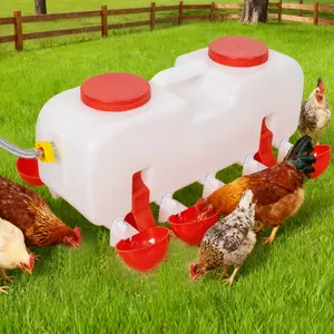 Automatic Chicken Waterer with 10 Drinking Cups Easy Disassembly and Cleaning Water Dispenser for Chickens Ducks and Geese