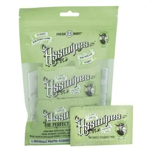 Asswipes Flushable Wipes for Adults - Body, Bathroom & Butt Wipes for Men, Women, with Aloe and Vitamin E - Made without Alcohol or Fragrance Sensitive Skin Moist Towelettes
