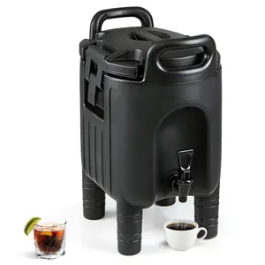 Home Outdoor 2.6 Gal Insulated Beverage Dispenser with Handles and Two-Stage Faucet