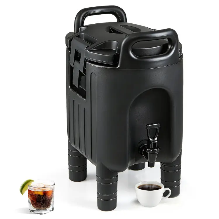 Insulated Beverage Dispenser (2.6 Gal) for Home, Outdoor Use & Parties, with Handles, Sealing Ring, 2-Stage Faucet, Smooth Pouring & Excellent Temperature Retention