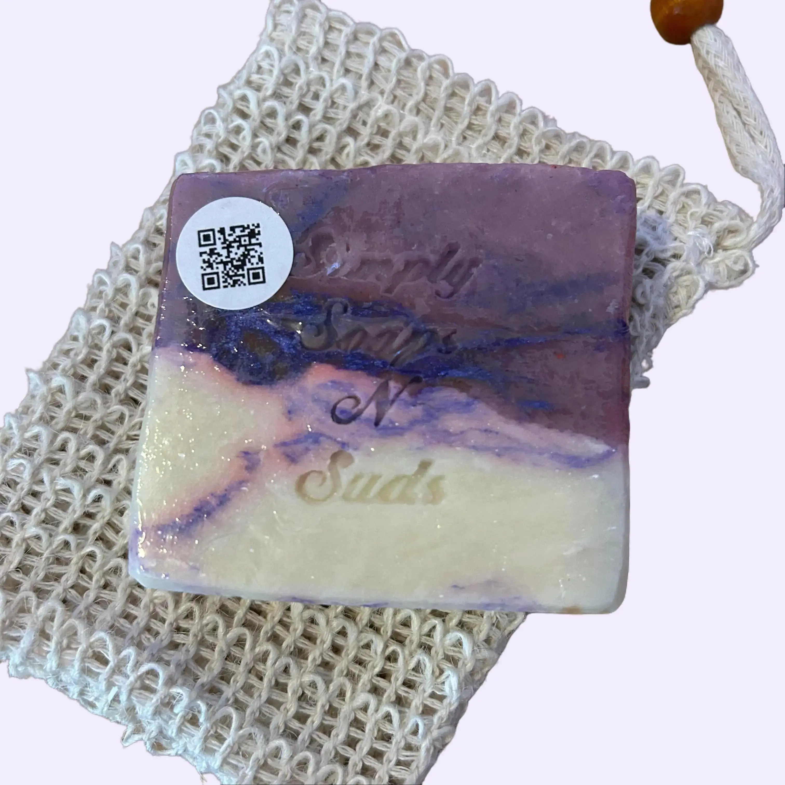 Handmade Soap with Spring Flowers Scented 5oz. Bar Featuring Artisan Craftsmanship and Functional Loofah Bag Body Care Comfort Clay Coconut Plant Fragrance Aroma Organic bath sponge