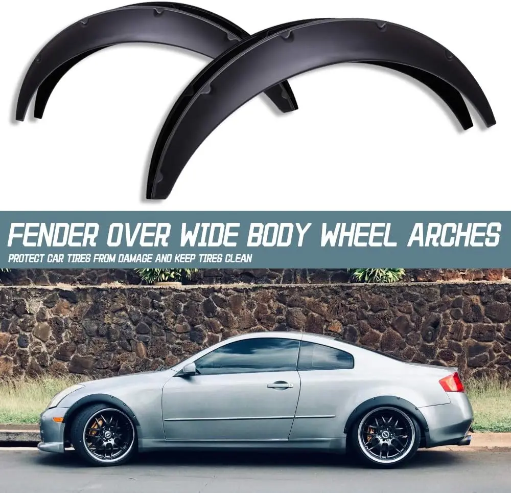 DREAMIZER 80cm Fender Flares Universal for Cars Wide Body Kit 35mm Flexible Black Widebody Kit Off-road Durable Wheel Arch Protector for Car SUV