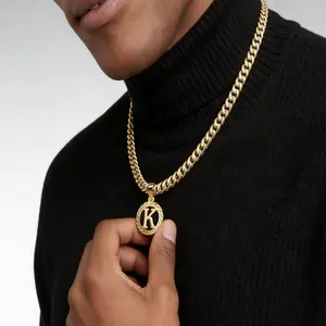 Hollow 26-Letter Necklace Set European & American Style Gold Alphabet Minimalist Clavicle Chain for Women Cuban Link Chain for Men Perfect Gifts 51 cm + 5.5 cm Extender Lightweight Comfortable