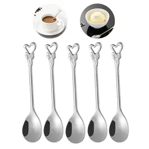 Heart-Shaped Cute Creative Coffee Spoon Set, Durable Cutlery for Holidays, Parties, Events, Daily Use, Dishwasher Safe (5 Pieces)