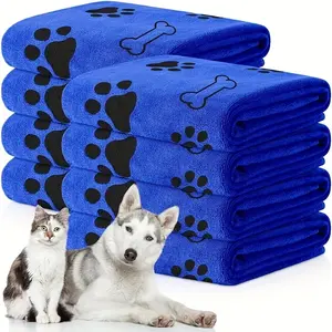 Ultra-Soft Microfiber Dog Towel, Super Absorbent Quick-Dry Bath Cloth, Durable Claw and Paws Print Design for Fast Pet Grooming Care