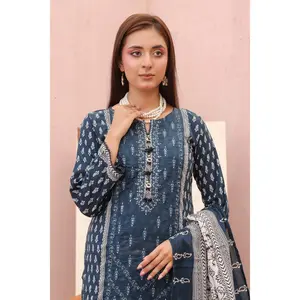 Midnight Teal 3-Piece Embroidered Lawn Set