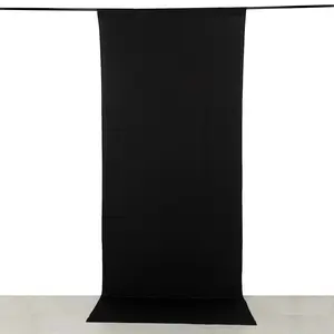 Black 4-Way Stretch Spandex Backdrop Drape Curtain, Wrinkle Free Event Divider Panel with Rod Pockets - 5ftx12ft
