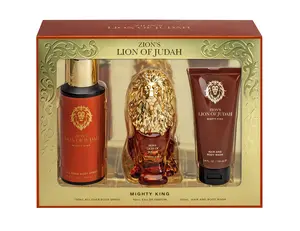 LION OF JUDAH | Mighty King 3PC Box Set for Men – 3oz EDP Spray, 5oz Deodorant Spray & Hair & Body Wash – Bold Masculine Fragrance with Woody & Spicy Notes – Long-Lasting All-Day Scent | Ideal for Everyday, Gym, or Special Occasions