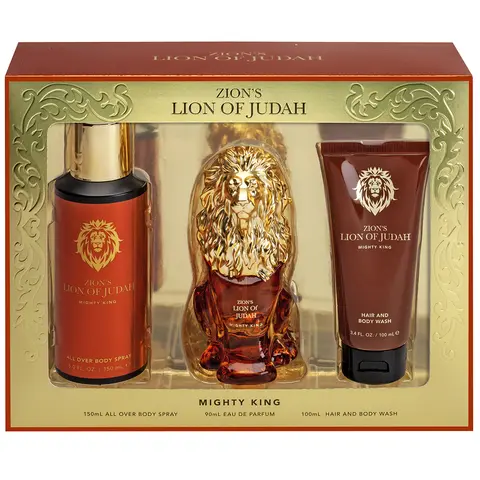 LION OF JUDAH | Mighty King 3PC Box Set for Men – 3oz EDP Spray, 5oz Deodorant Spray & Hair & Body Wash – Bold Masculine Fragrance with Woody & Spicy Notes – Long-Lasting All-Day Scent | Ideal for Everyday, Gym, or Special Occasions