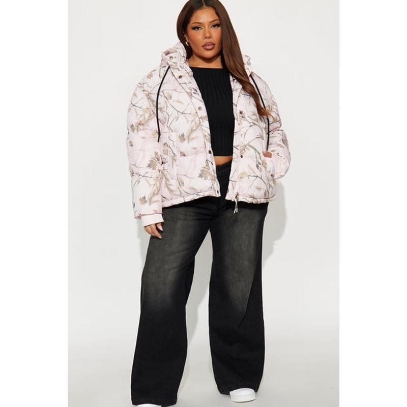 Ski Views Tree Camo Puffer Jacket - Pink/combo M