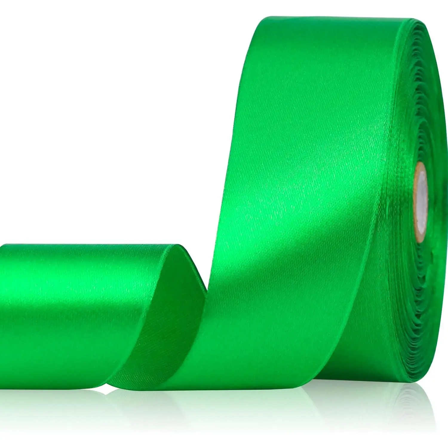 Green Ribbon 1-1/2 Inch 50 Yards,  Green Satin Ribbon for Flower Bouquet, Crafts,  Wrapping, Bridal Invitations, Hair, Festival and Party Decorations