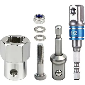 Top Wind Trailer Jack Drill Adapter for 1/2 Inch Jack Drive Shafts Stainless Steel with 2 Pcs 1/2 Inch Socket Adapter Bit for RV Camper Travel Trailer Durable Reliable