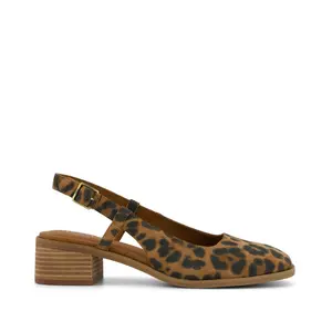 Womens Jaclyn Slingback Heel Brown Sugar Leopard Print Suede