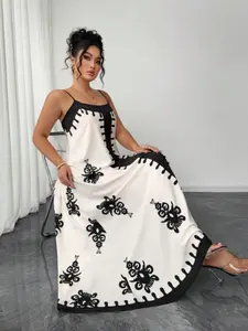 Plus Size Ethnic Print Dress, Loose Fit Thin Strap Tank Top, Vintage European Style Summer, Beach Vacation, Date Night, Party, Womenswear