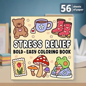 Stress Relief Coloring Book for Adults and Youngsters - Bold and Easy Designs, Soothing Illustrations, Relaxing Animals, Landscapes, Flowers, Patterns, Cute Things & More - Art Therapeutic Coloring Book for Creativity Development