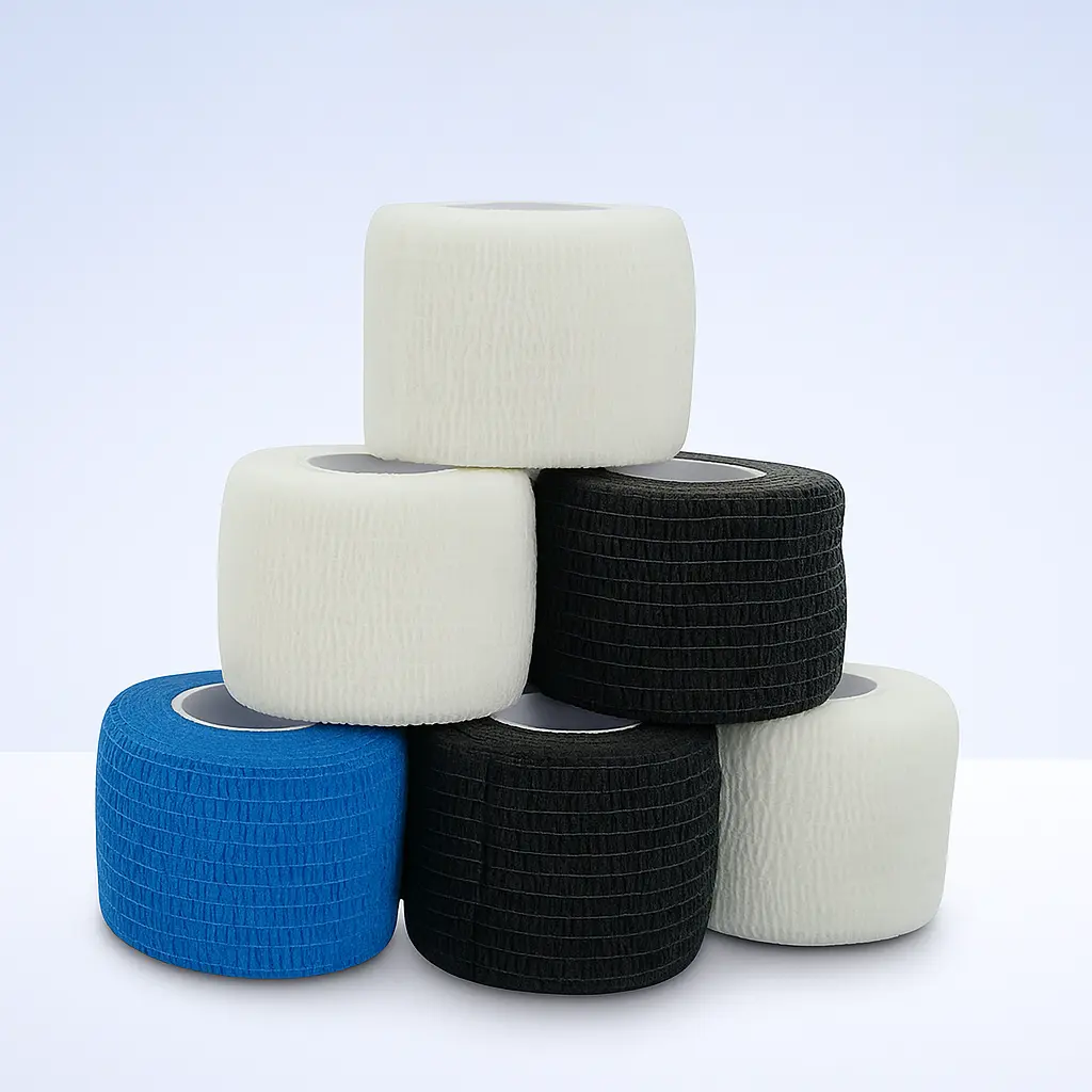 Self-Adhesive Bandage Wrap, 6/12/24 Rolls of Non-Woven Elastic Athletic Tape for Unisex Adults, Breathable & Strong Support for Sports, First Aid, Tattoos - 5cm x 4.5m, Body Swelling, Strong Self-Adherent, Running, Safe For Skin, Self-Adhesive Tape