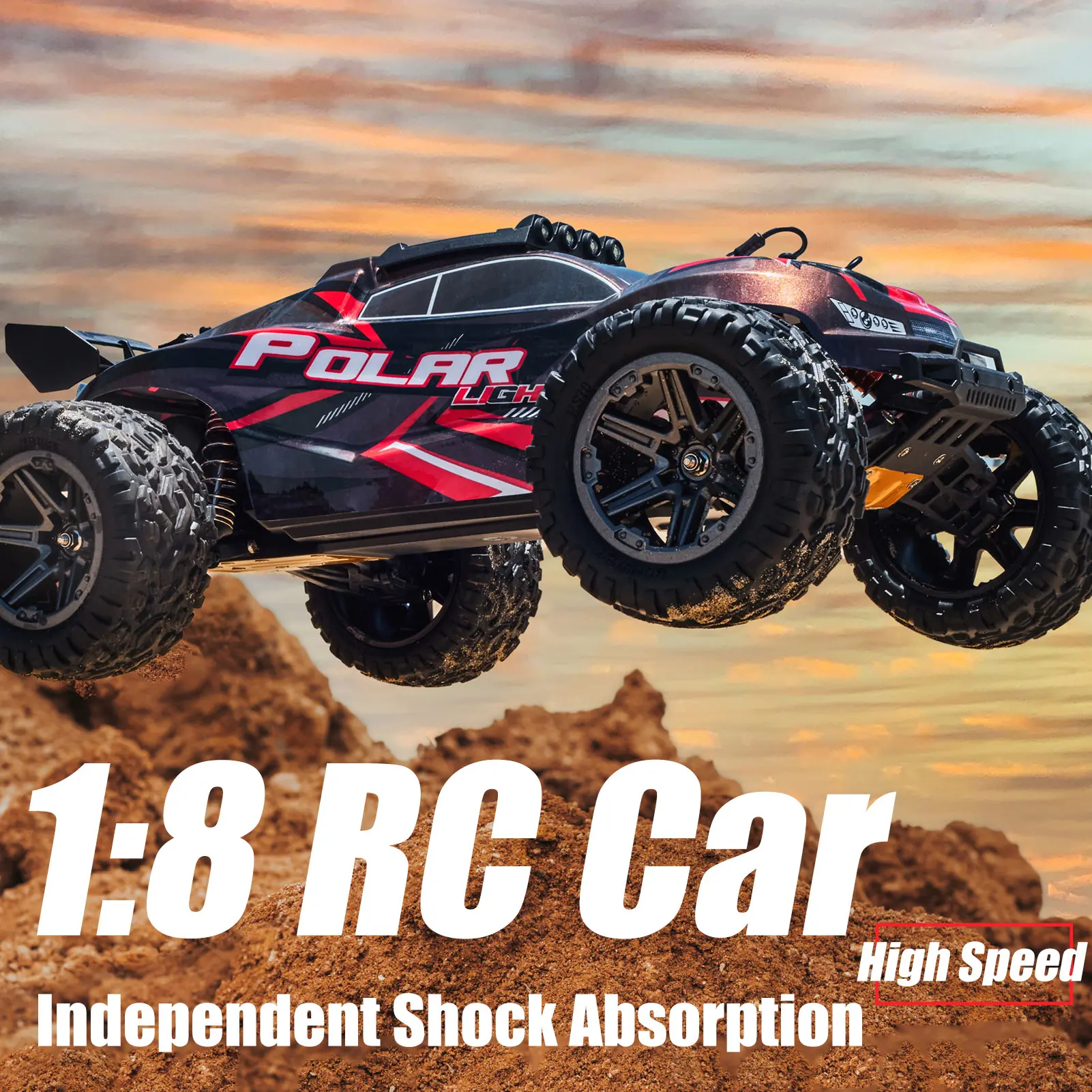 1:8 Off-Road RC Truck, 45KM/H High-Speed All-Terrain Vehicle, 100M Remote Control Distance, Road-Gripping Tires, Independent Shock Absorption, Fall & Crash Resistance, Outdoor Racing Toy, Birthday/Christmas Gift