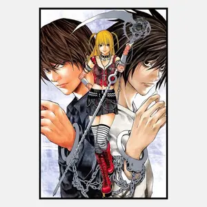 Kira Light Yagami & L Lawliet Poster, Death Note Wall Art, Misa Ryuk Anime Canvas, High Quality Art Prints, Home Decor, Gifts for Him Her Otaku