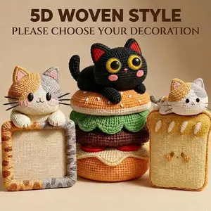 SmartWell 5D Visual Woven Art Cat Scratcher Mat, Self Adhesive Cat Scratching Pad, Durable Felt Furniture Protector Wall Guard for Indoor Cats Couch Sofa Door