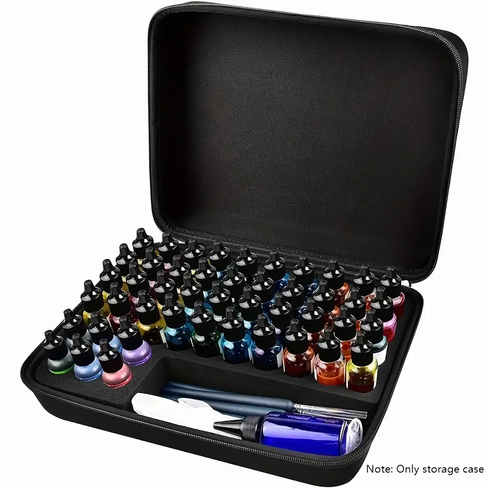 Alcohol Ink Storage Organizer Case Container for 46 Bottles of 0.5 Ounce Alcohol Ink Supplies Sets & Epoxy Paint Color Dye. Paint Holder for Stickles Glitter Glue Glossy Accents Reinkers (Box Solely) - Major Material: EVA
