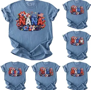 Custom Comfort Colors Nana 250 T-Shirt, Grandma 4th of July Shirt, Patriotic Gigi Shirt, Red White Blue Family Shirt, Nanny Mimi Lolly Tee