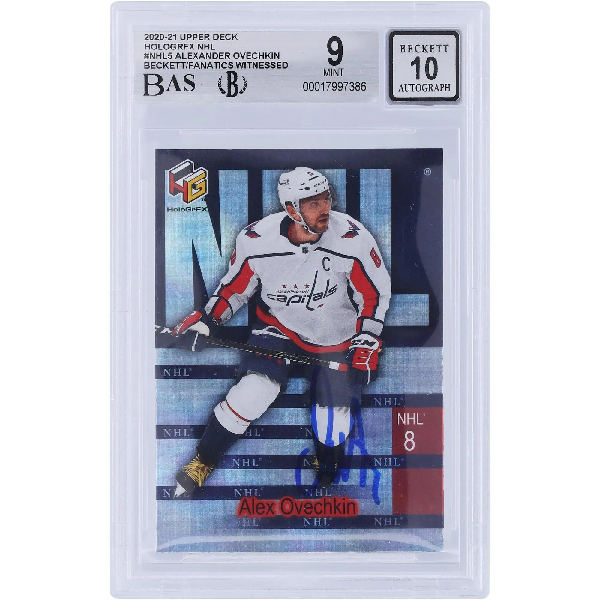 Alexander Ovechkin Washington Capitals Autographed 2020-21 Upper Deck Extended Series HoloGrFX #NHL-5 Beckett Fanatics Witnessed Authenticated 9/10 Card - Fanatics Authentic Certified