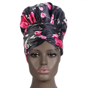 MoMo Indoor/Outdoor Double Layered Satin Blend Bonnet with Reversible Interior hair care satin hair products
