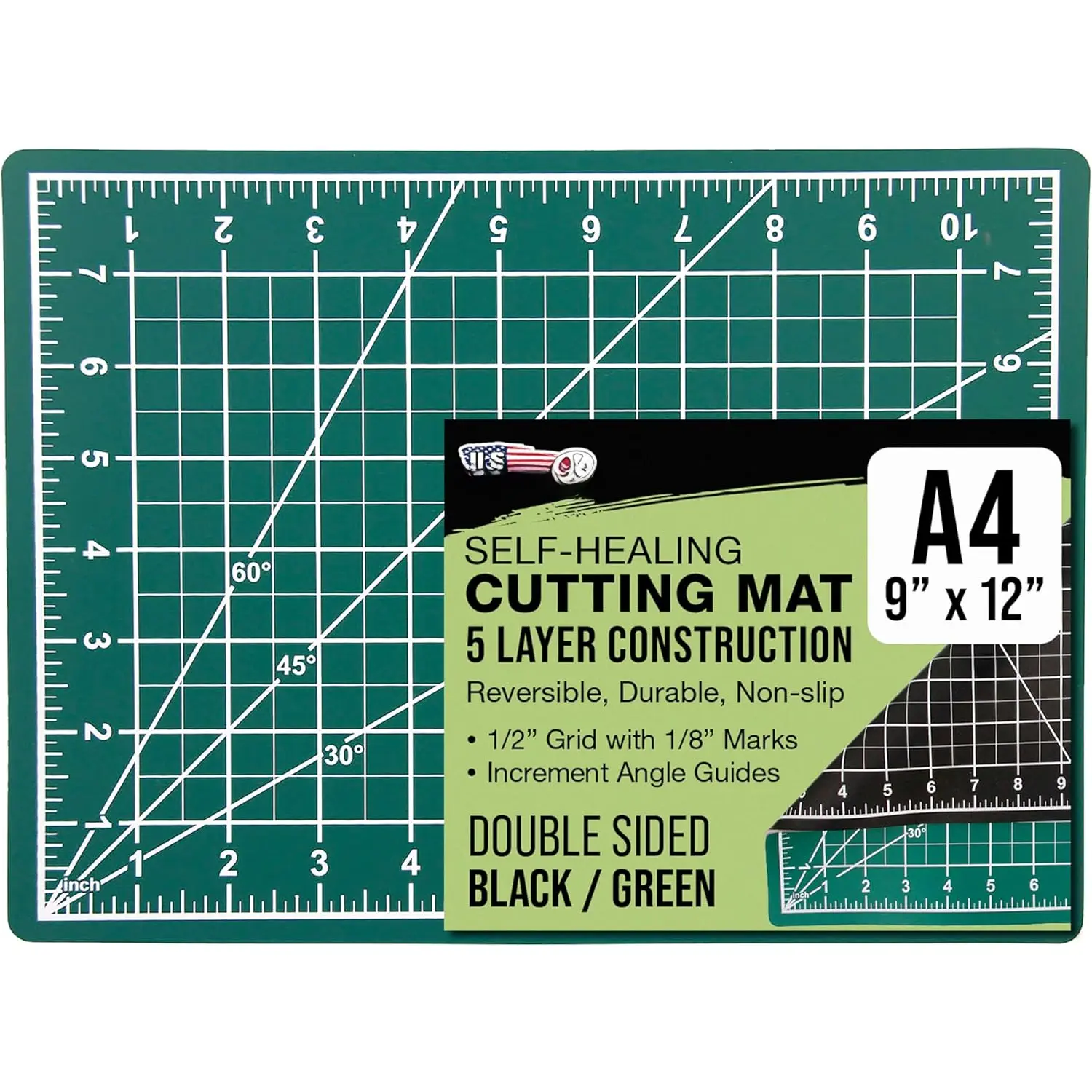 9" x 12" Self-  Mat 5-Ply - Double-Sided Green/Black Craft Mat, Non-Slip  Mats for Crafts, Sewing, Quilting, Scrapbooking