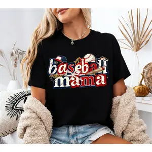Baseball Mama T-shirt, Coquette Baseball T-Shirt, Sports Mom Tee, Game Day Crewneck, Team Mom Gift, Trendy Baseball T-Shirt