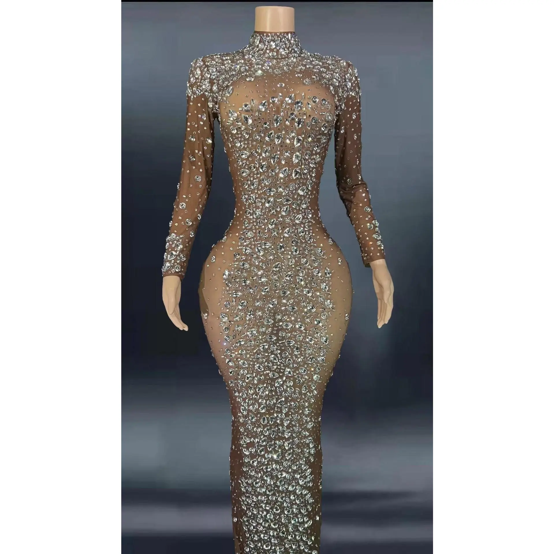 Ebony Alba Long Dress Brown