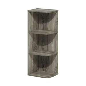 PASIR 3-Tier Corner Shelf Bookcase, 9.3x12x31.5in Open Shelf, French Oak Indoor Furniture for Living Room, Bedroom