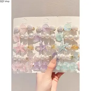 5Pcs Ocean Style Shell & Mermaid Tail Hair Clips Set, Cute Sweet Duckbill Side Barrettes, Fashion Fringe Bangs Hair Pins, Lovely Trendy Hair Accessories for Girls, Ideal for Daily Styling, Party Look and Casual Outdoor Matching