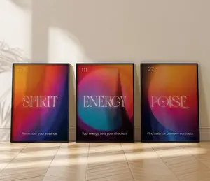 Aura Gradient Poster Set of 3: Angel Numbers, Spiritual Energy Décor