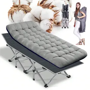 Folding Camping Cot W/Mat For Adults, Heavy Duty Outdoor Bed With Carry Bag,1200 D Layer Oxford Travel Camp Cots