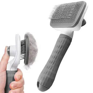 Pet Grooming Comb Brush with Release Button, Reduces Shedding for Indoor Cats Dogs Rabbits, Suitable for Long Short Fur Kittens Puppies