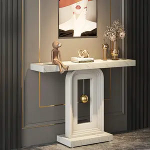 LITTLE TREE Modern Console Table with Geometric Base, 40 inch Narrow Sofa Entryway Table with Gold Decor LITTLE TREE Modern Console Table with Geometric Base, 40 inch Narrow Sofa Entryway Table with Gold Decor