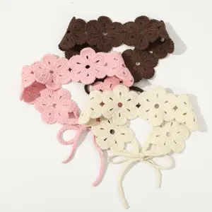 European and American French pastoral style floral knitted headband, handmade crochet bouquet headscarf for girls, gentle and versatile, adds a touch of ambiance